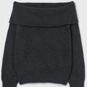h&m off the shoulder dark gray sweater